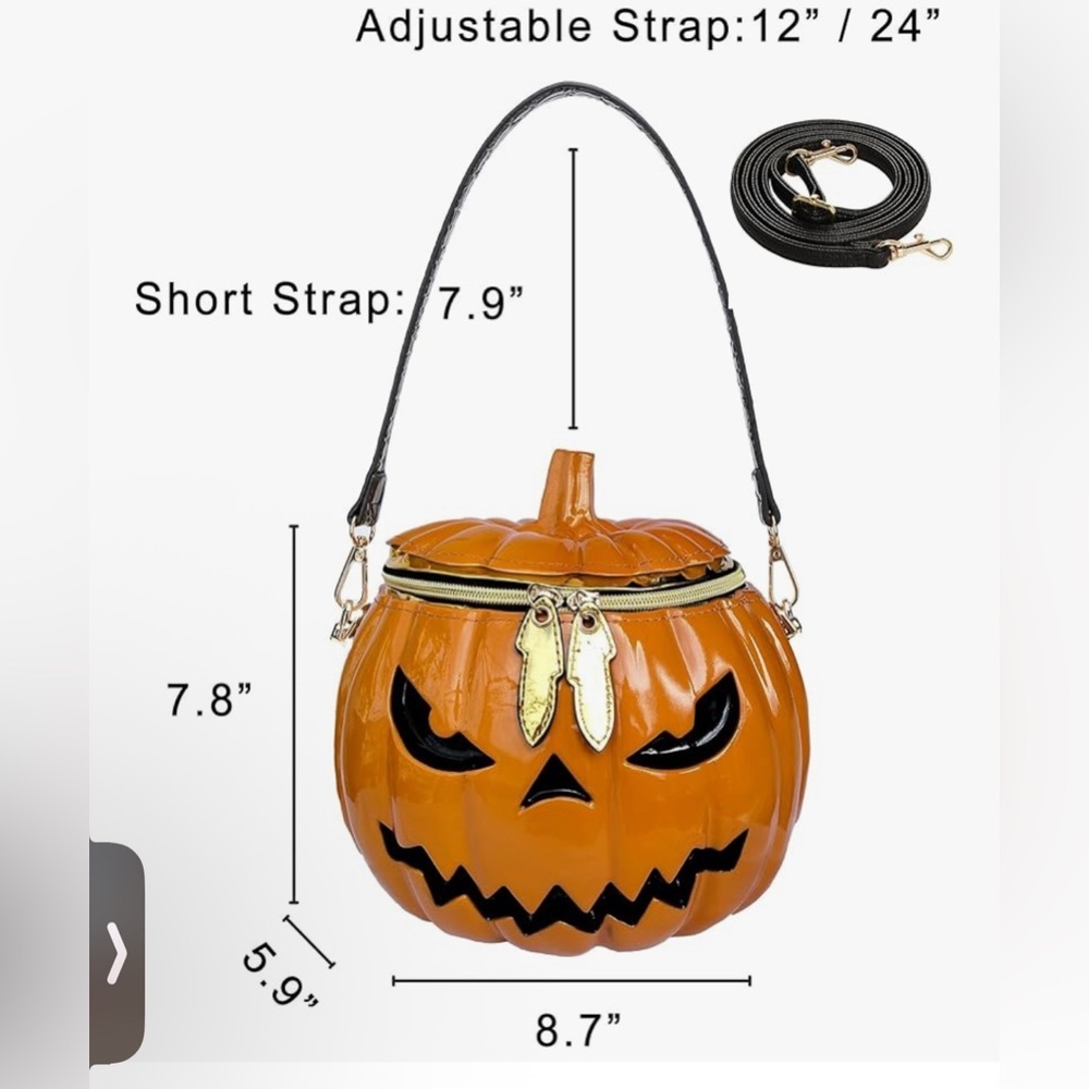 Dark Orange Pumpkin-Shaped Handbag - Picture 2 of 5